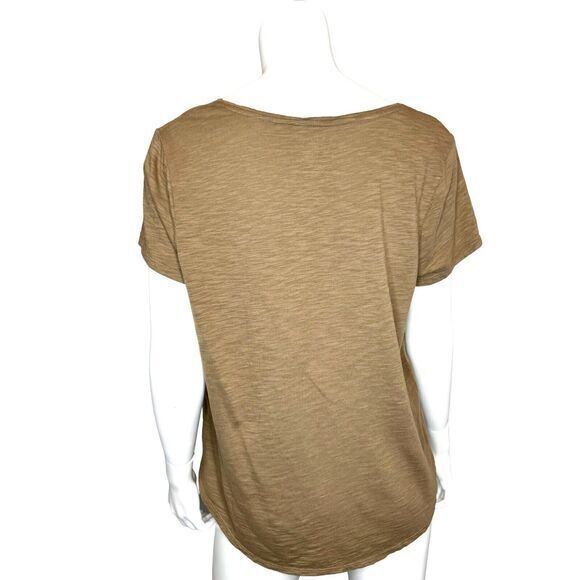 CHICOS Size 2 US L Perforated Microsuede Slub Knit Mixed Media Short Sleeve Top - Picture 2 of 6